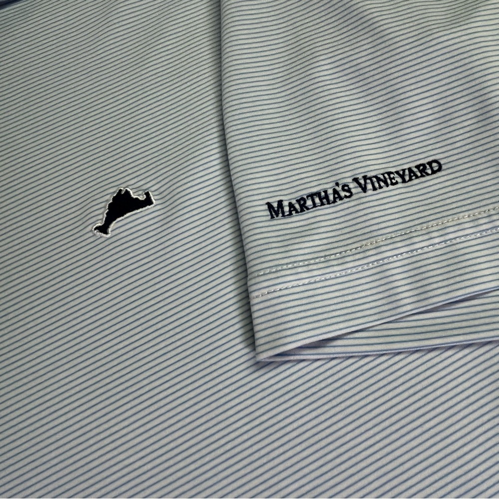 Vineyard Vines L Martha's Vineyard Light Blue Striped On The Go Sankaty Polo - Picture 3 of 5